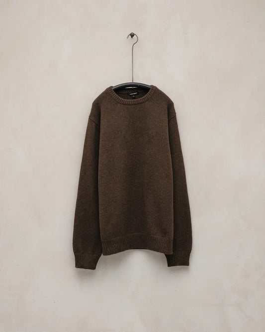 evan kinori - Crewneck Sweater - Undyed Yak Wool - Dark Brown
