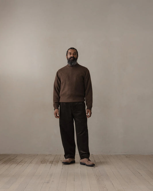 evan kinori - Crewneck Sweater - Undyed Yak Wool - Dark Brown