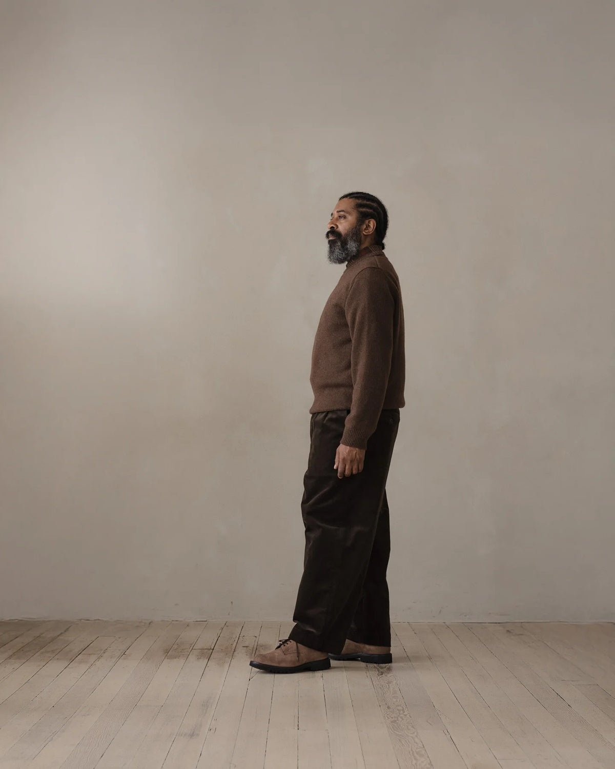 evan kinori - Crewneck Sweater - Undyed Yak Wool - Dark Brown