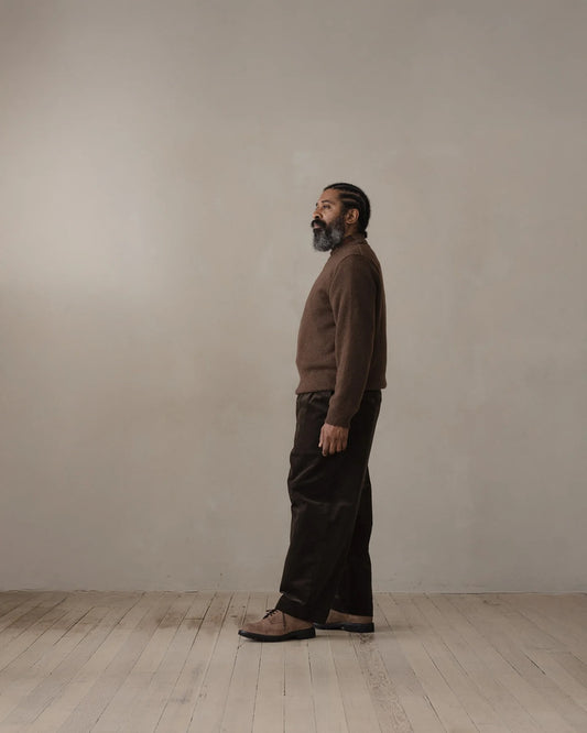 evan kinori - Crewneck Sweater - Undyed Yak Wool - Dark Brown