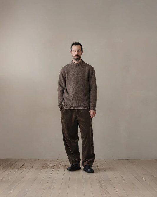 evan kinori - Crewneck Sweater - Cashmere/Wool Tweed - Light Brown