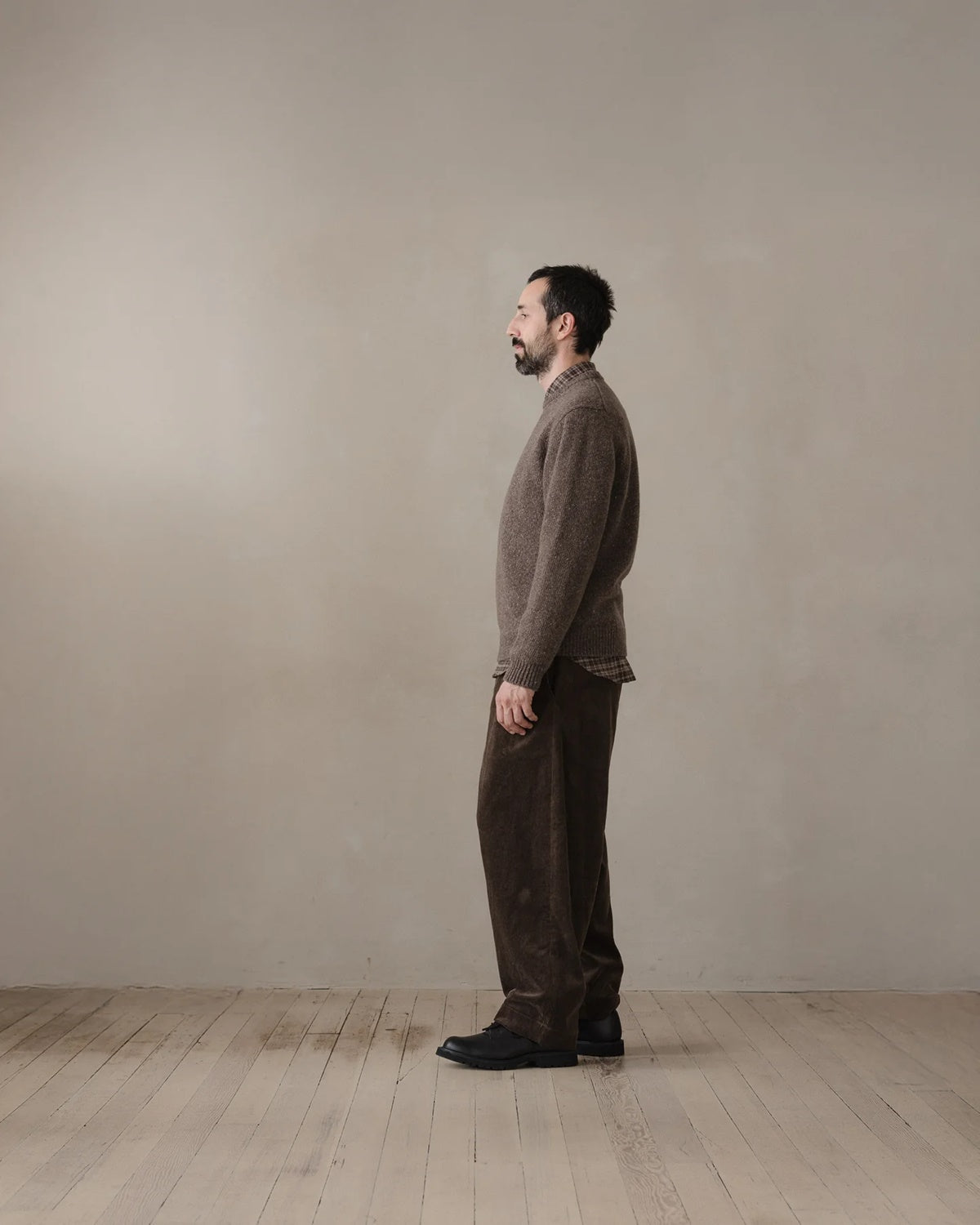 evan kinori - Crewneck Sweater - Cashmere/Wool Tweed - Light Brown