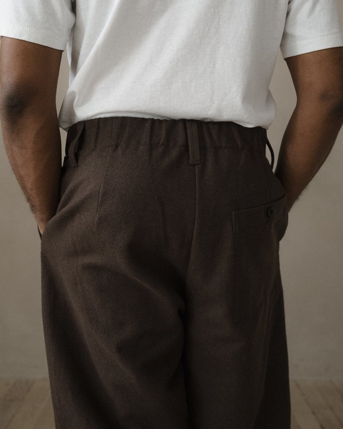 evan kinori - Elastic Pant - Brush Wool/Cot/Linen - Dark Olive