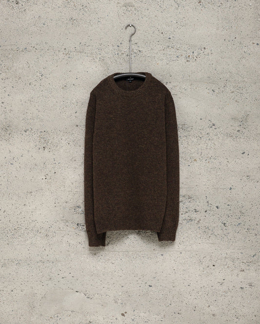 evan kinori - CREWNECK SWEATER TOP DYED WOOL - DARK OLIVE