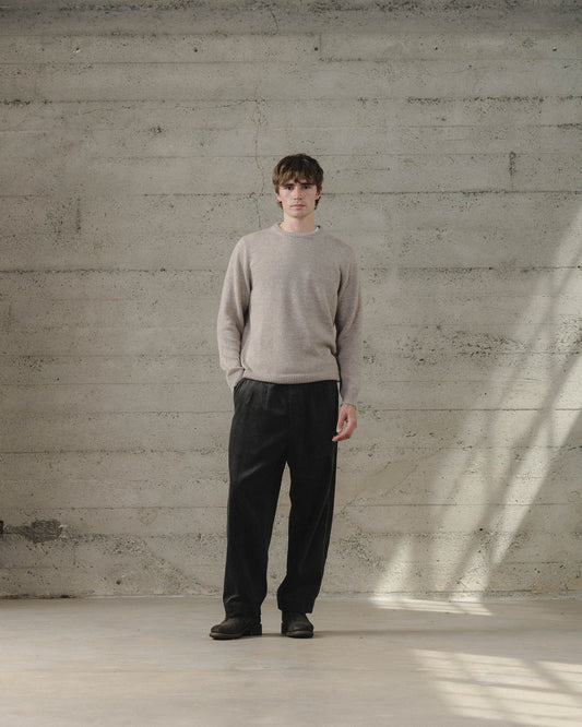 evan kinori - CREWNECK SWEATER CASHMERE/LINEN - OATMEAL