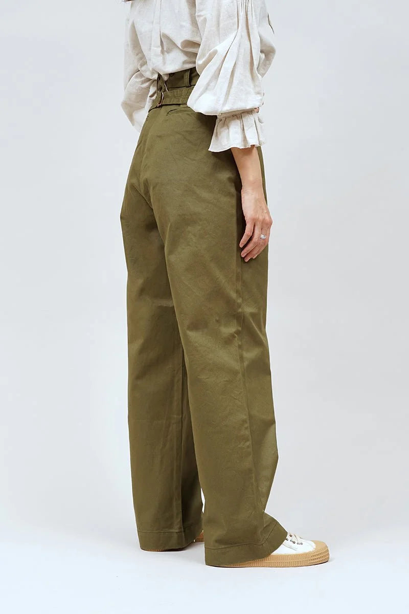 ◯ Nigel Cabourn woman - STRAIGHT CHINO PANT - GREEN - – PHAETON ◯ Nigel Cabourn woman - STRAIGHT CHINO PANT - GREEN - – PHAETON