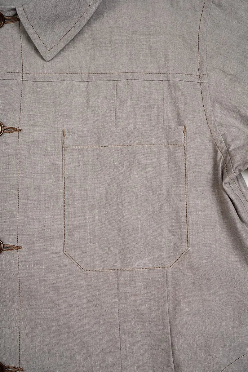 ◯ Nigel Cabourn woman - FRENCH WORK DRESS HD LINEN - GRAY