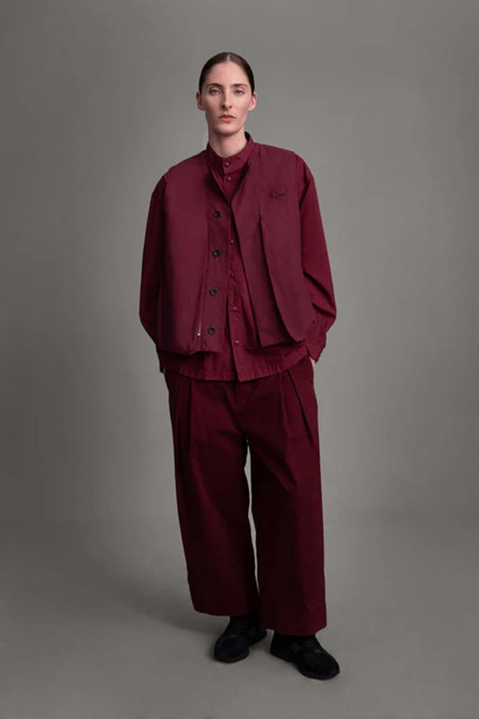 toogood - THE GHILLIE VEST WAX COTTON - PORT