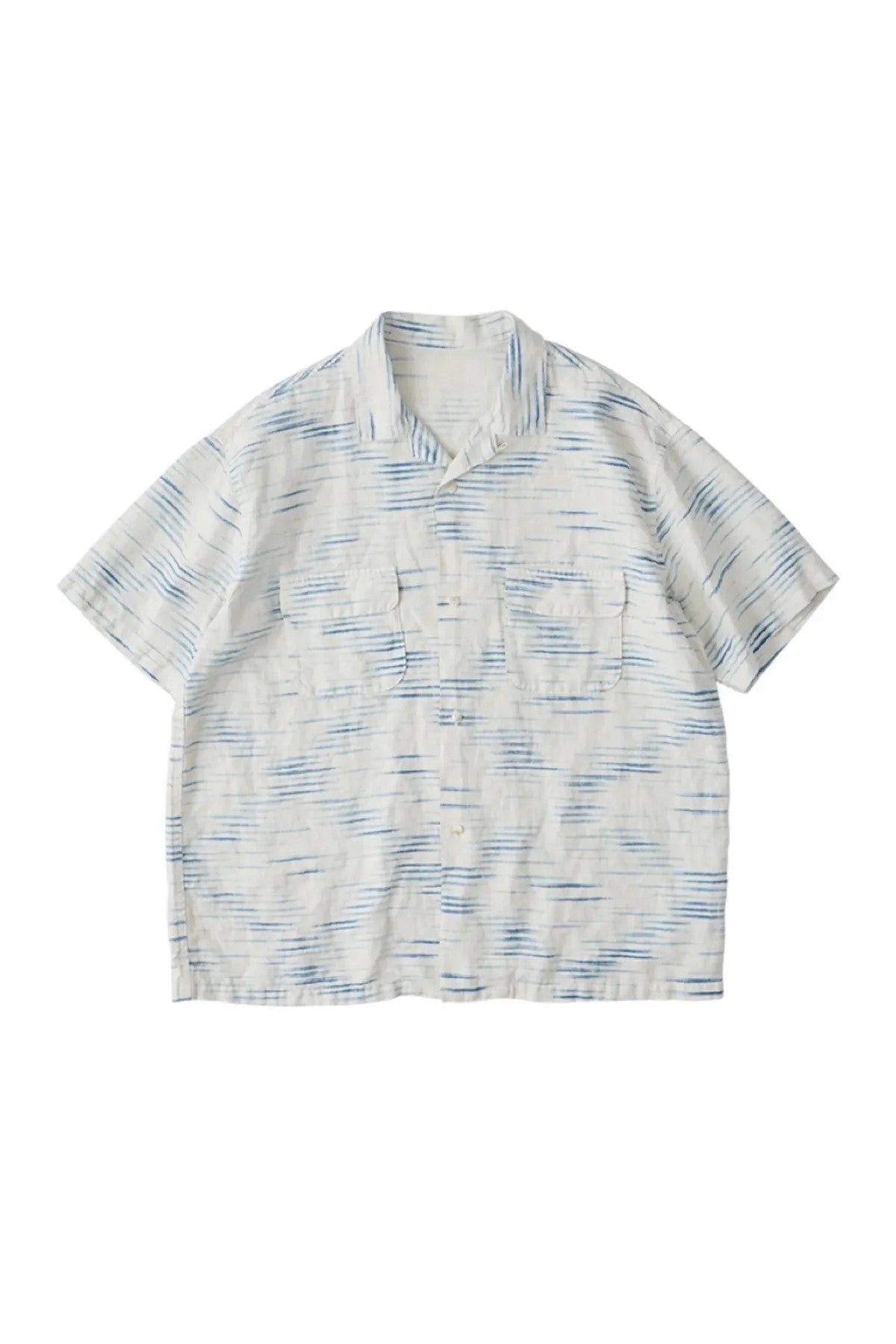 Porter Classic - OLD FRANCE INDIGO PRINT SHIRT - WHITE