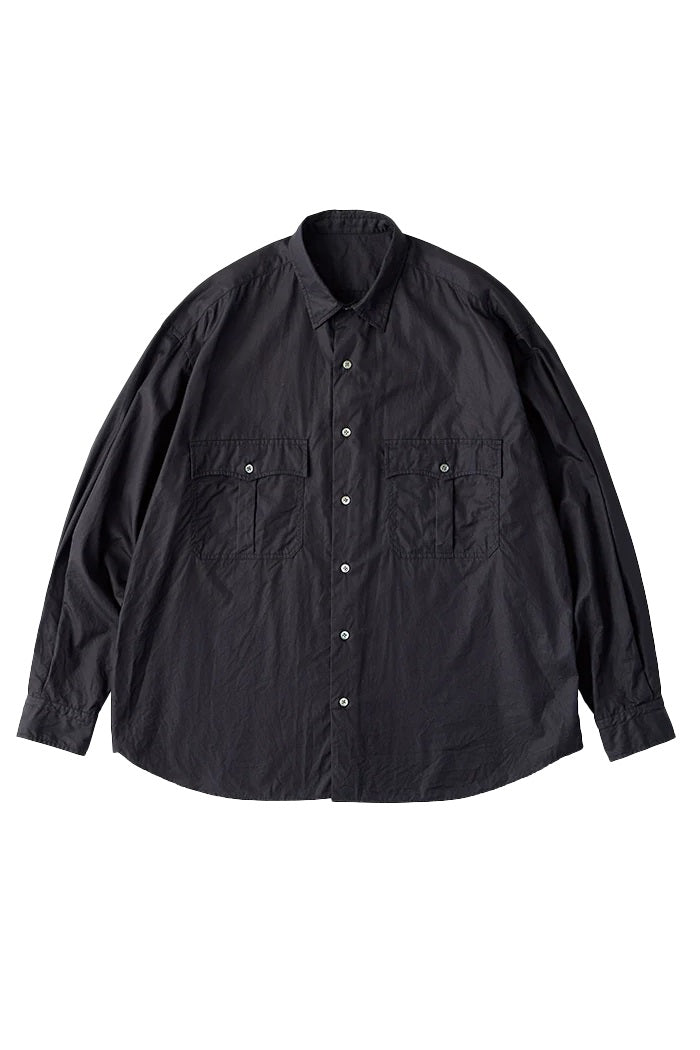 PORTER CLASSIC - ROLL UP SHIRT(ALUMO FABRIC 160/3 ) - BLACK
