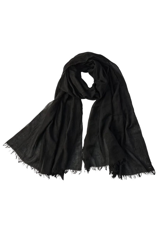 PORTER CLASSIC - SEA ISLAND COTTON STOLE - BLACK