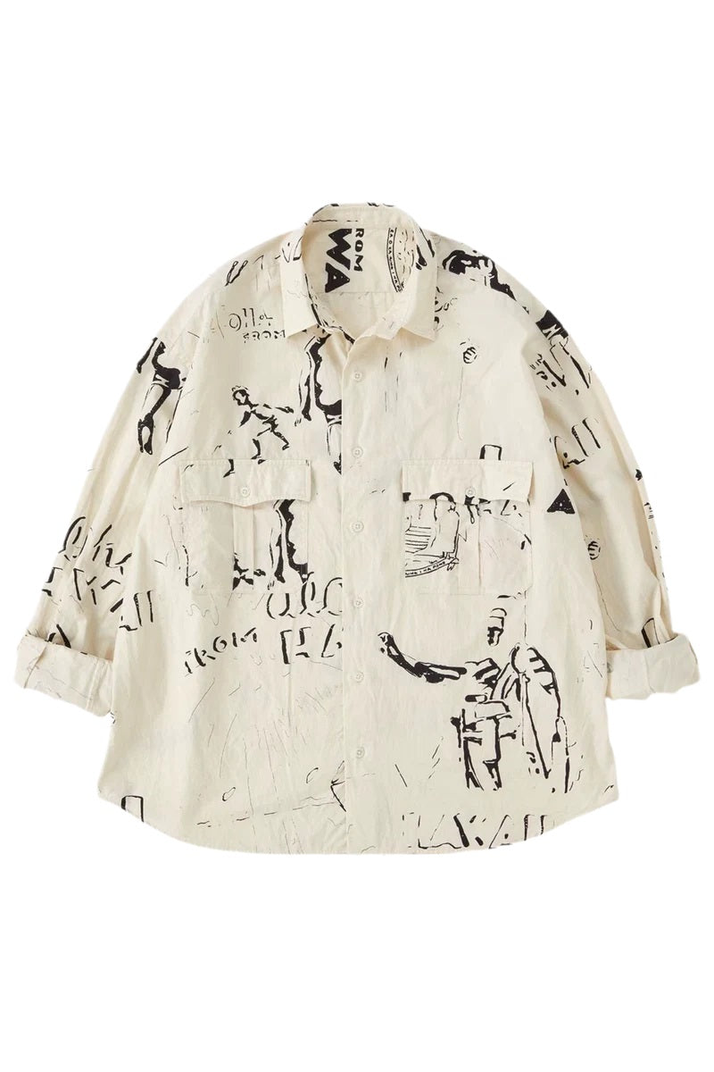 PORTER CLASSIC - ROLL UP HAWAIIAN OUTDOOR SHIRT - BEIGE