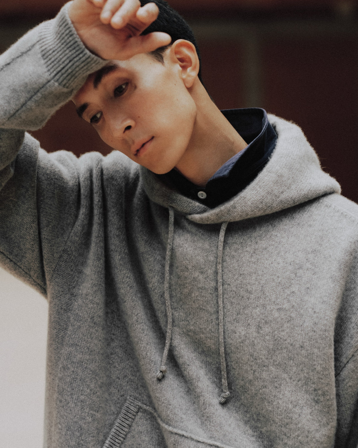 TOKYO DESIGN STUDIO New Balance - Cashmere 7G Knit Hoodie - HEATHER GREY