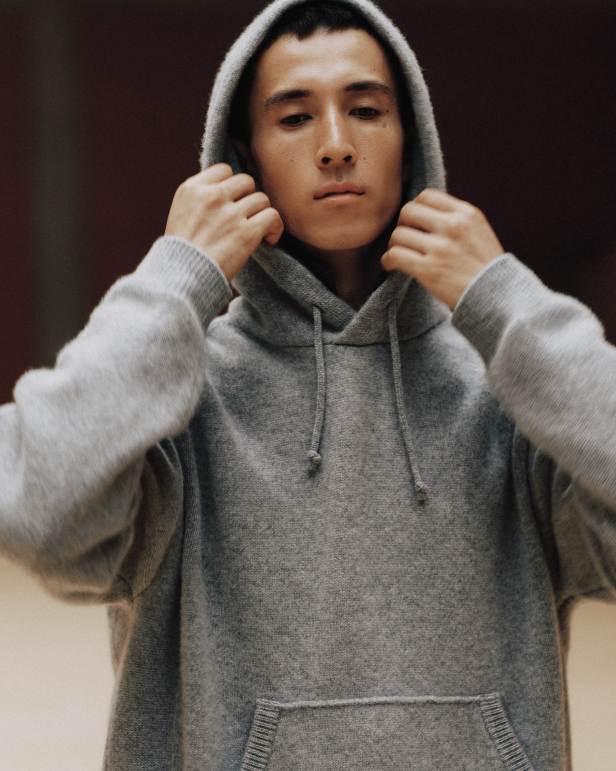 TOKYO DESIGN STUDIO New Balance - Cashmere 7G Knit Hoodie - HEATHER GREY