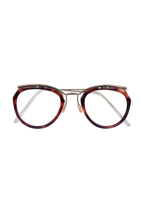 1960s FRANCE VINTAGE EYEWEAR -AMOR STYLE DEMI AMBER - OPT-076