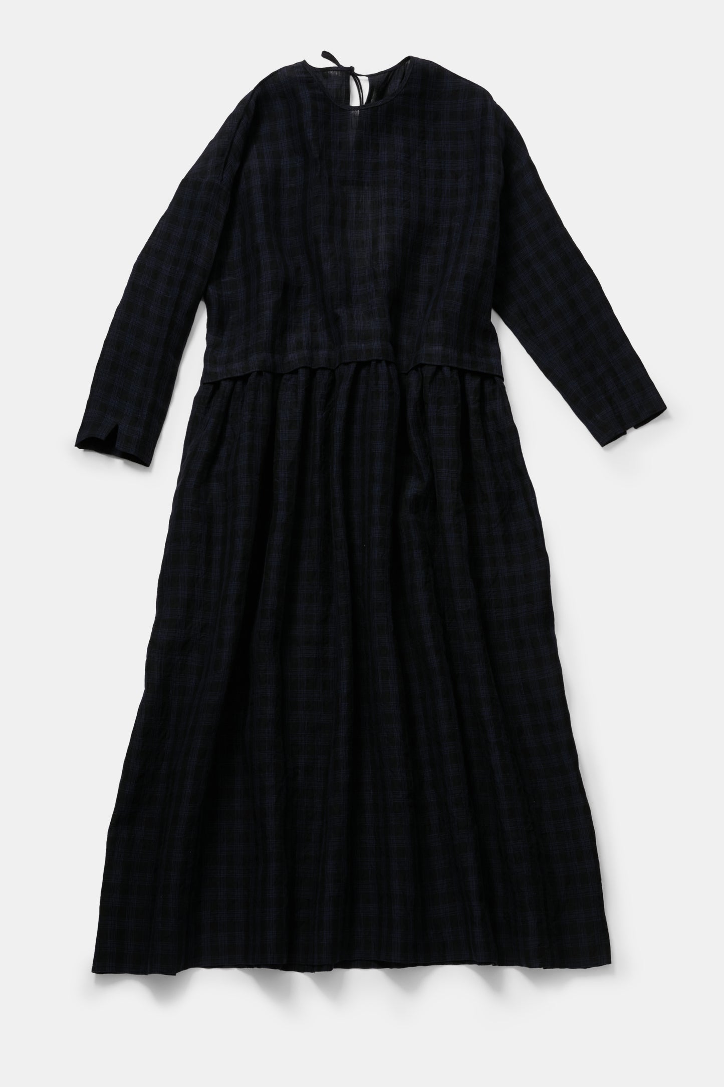 toogood - THE ARCHIVIST DRESS LINEN CHECK - MIDNIGHT