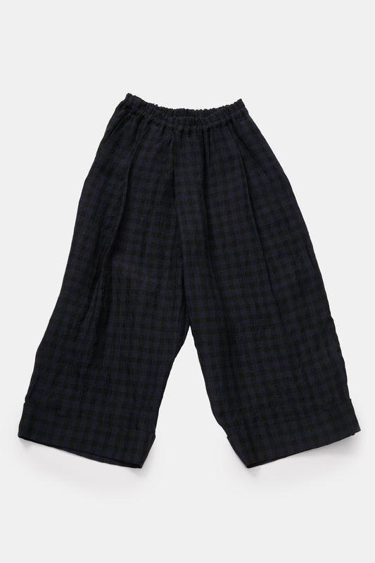toogood - THE BAKER TROUSER LINEN CHECK - MIDNIGHT