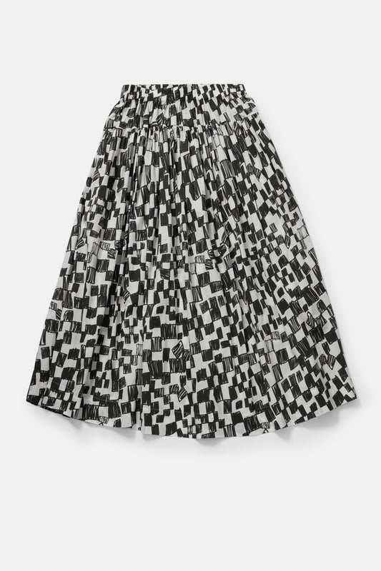 toogood - THE DANCER SKIRT - CHEQUERBOARD LAWN - FLINT FELT TIP