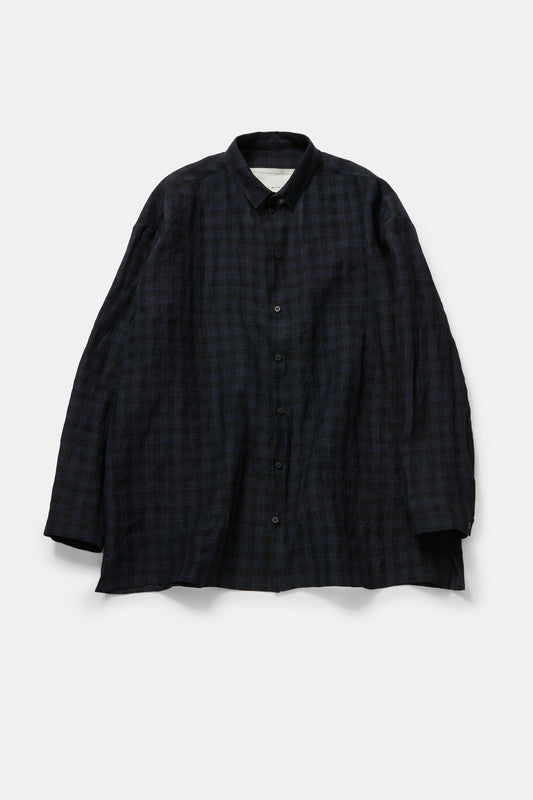 toogood - THE DRAUGHTSMAN SHIRT LINEN CHECK - MIDNIGHT