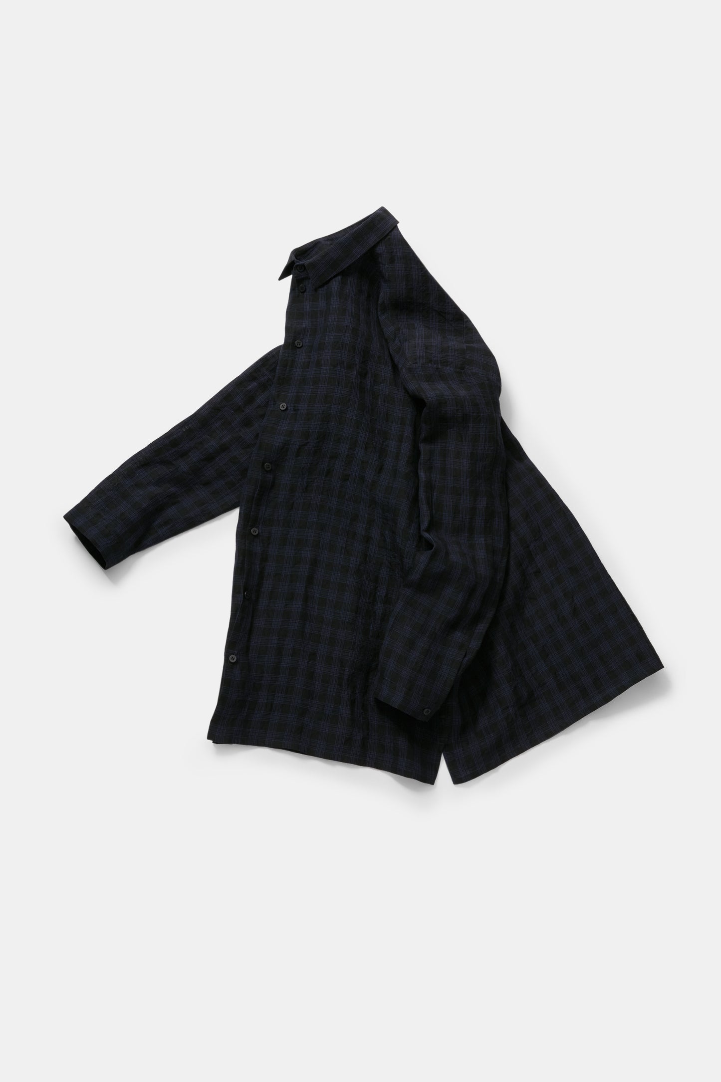 toogood - THE DRAUGHTSMAN SHIRT LINEN CHECK - MIDNIGHT